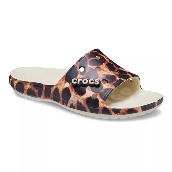 NWT Crocs Classic Animal Remix Slide Sandals Size 12 207841-2Y4 Summer Leopard main image 14